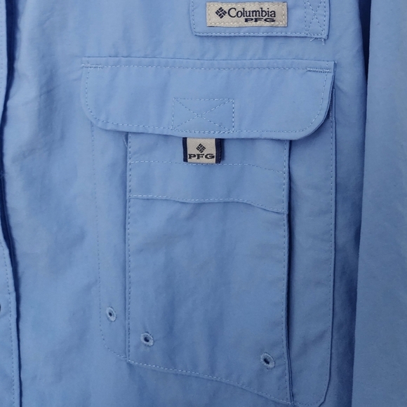 Columbia Bahama II PFG Long Sleeve Men's Shirt Size XXL Button Down Aqua UPF 50. - Picture 5 of 7